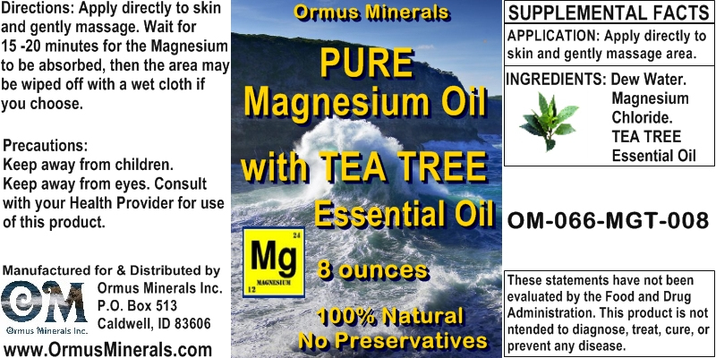 Ormus Minerals -Pure Magnesium Oil with Tea Tree Essential Oil