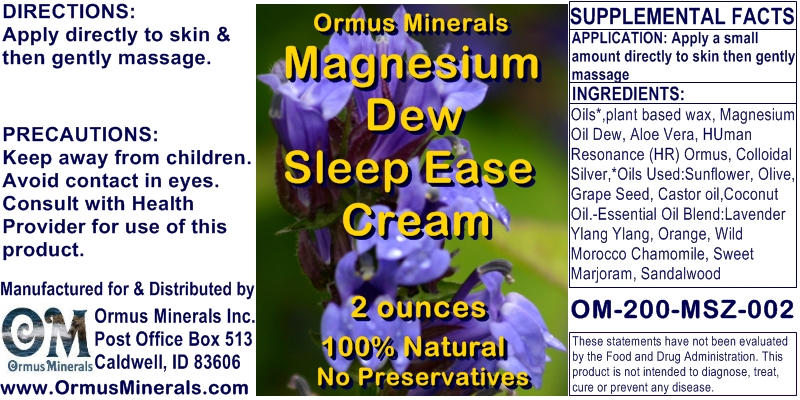 Ormus Minerals Magnesium Dew Sleep Ease Cream